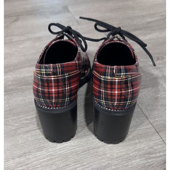 Jessica Simpson Resina Oxford Red Plaid Rhinestone Embellished Women's Size 8 - Picture 4 of 8